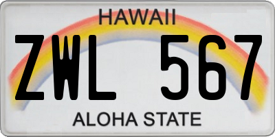 HI license plate ZWL567
