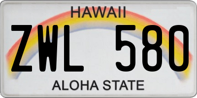 HI license plate ZWL580