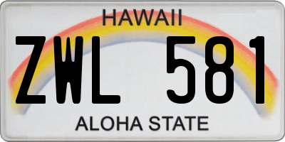 HI license plate ZWL581