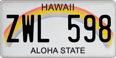 HI license plate ZWL598