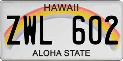 HI license plate ZWL602