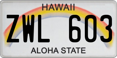 HI license plate ZWL603