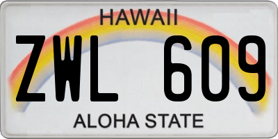 HI license plate ZWL609
