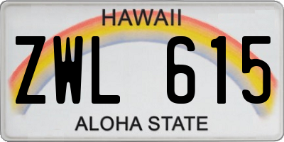 HI license plate ZWL615