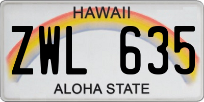 HI license plate ZWL635