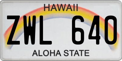 HI license plate ZWL640