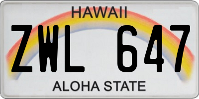 HI license plate ZWL647