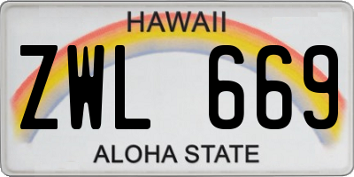 HI license plate ZWL669