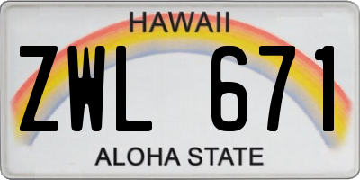 HI license plate ZWL671