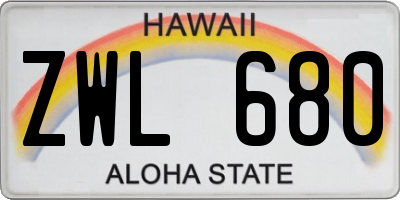 HI license plate ZWL680