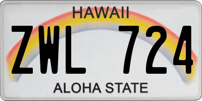 HI license plate ZWL724