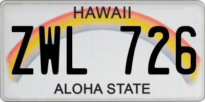 HI license plate ZWL726