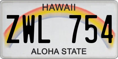 HI license plate ZWL754