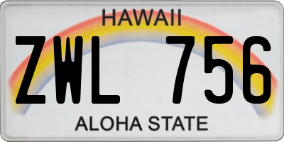 HI license plate ZWL756
