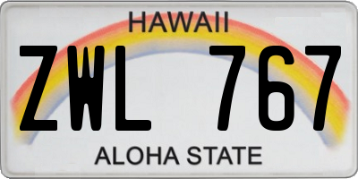 HI license plate ZWL767
