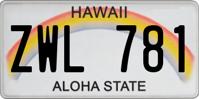 HI license plate ZWL781