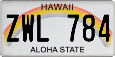 HI license plate ZWL784