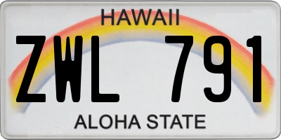 HI license plate ZWL791