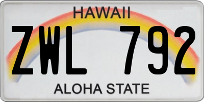 HI license plate ZWL792