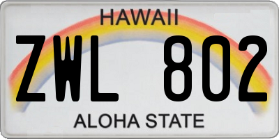 HI license plate ZWL802