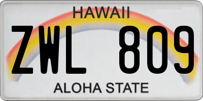 HI license plate ZWL809