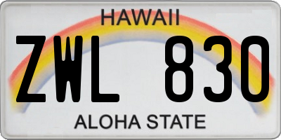 HI license plate ZWL830