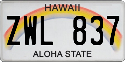 HI license plate ZWL837