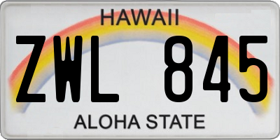 HI license plate ZWL845