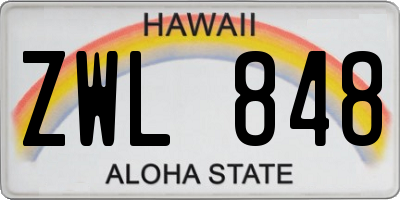 HI license plate ZWL848