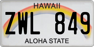 HI license plate ZWL849