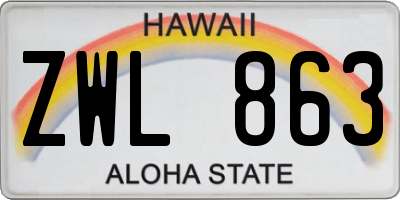 HI license plate ZWL863