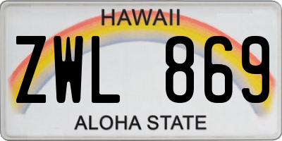 HI license plate ZWL869