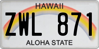 HI license plate ZWL871