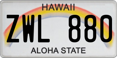 HI license plate ZWL880