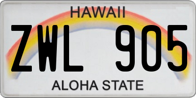 HI license plate ZWL905