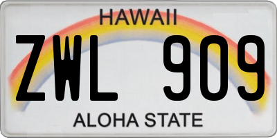 HI license plate ZWL909