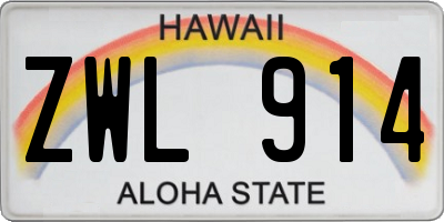 HI license plate ZWL914