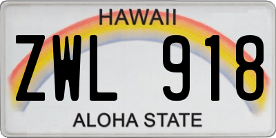 HI license plate ZWL918