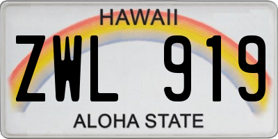 HI license plate ZWL919
