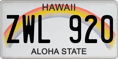 HI license plate ZWL920