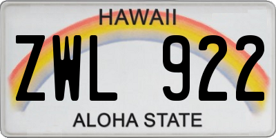 HI license plate ZWL922