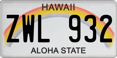 HI license plate ZWL932