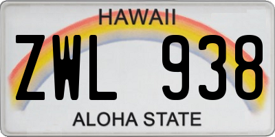 HI license plate ZWL938