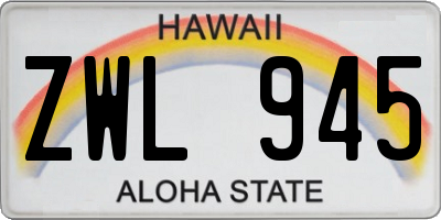 HI license plate ZWL945