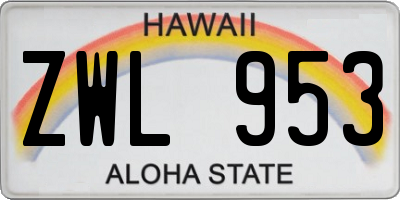 HI license plate ZWL953
