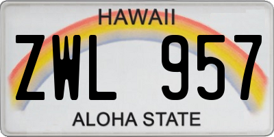 HI license plate ZWL957