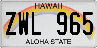 HI license plate ZWL965