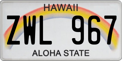 HI license plate ZWL967