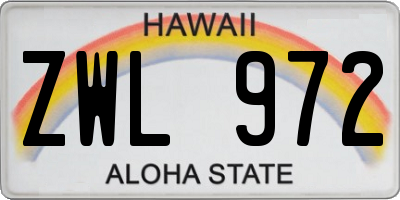 HI license plate ZWL972