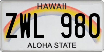 HI license plate ZWL980